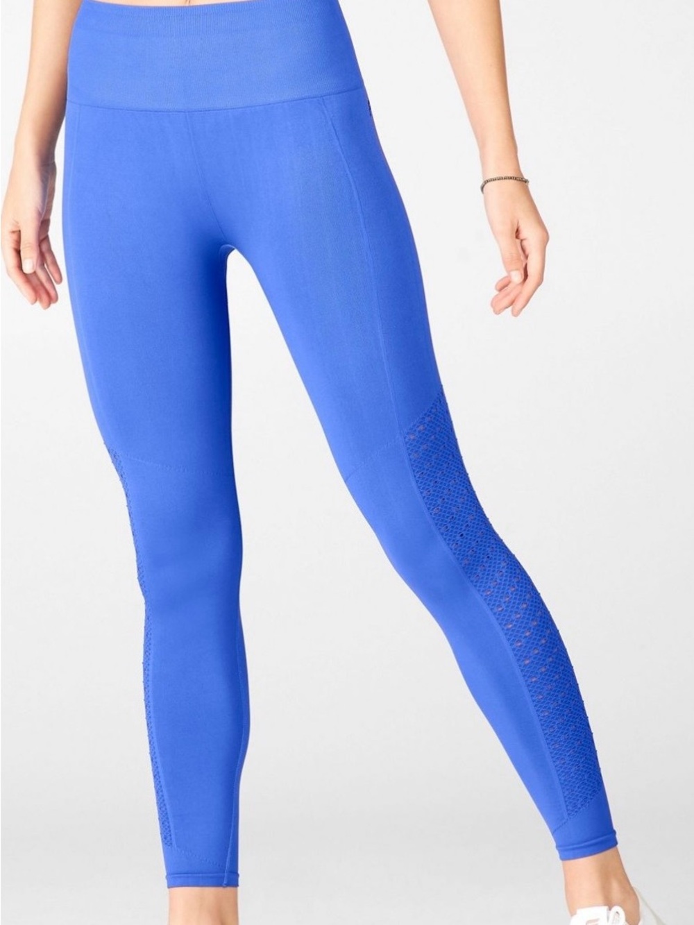 Fabletics NWOT Blue High-Waist Leggings with Side Knit Panels!